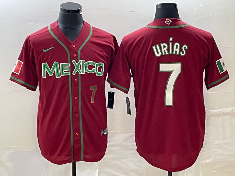 Men 2023 World Cub Mexico #7 Urias Red white Nike MLB Jersey2->more jerseys->MLB Jersey
